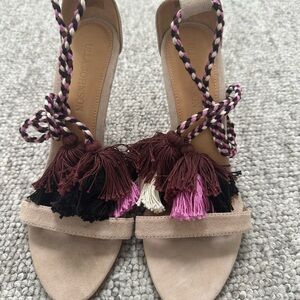 Ulla Johnson Tan and Black Sandals with Decorative Elements